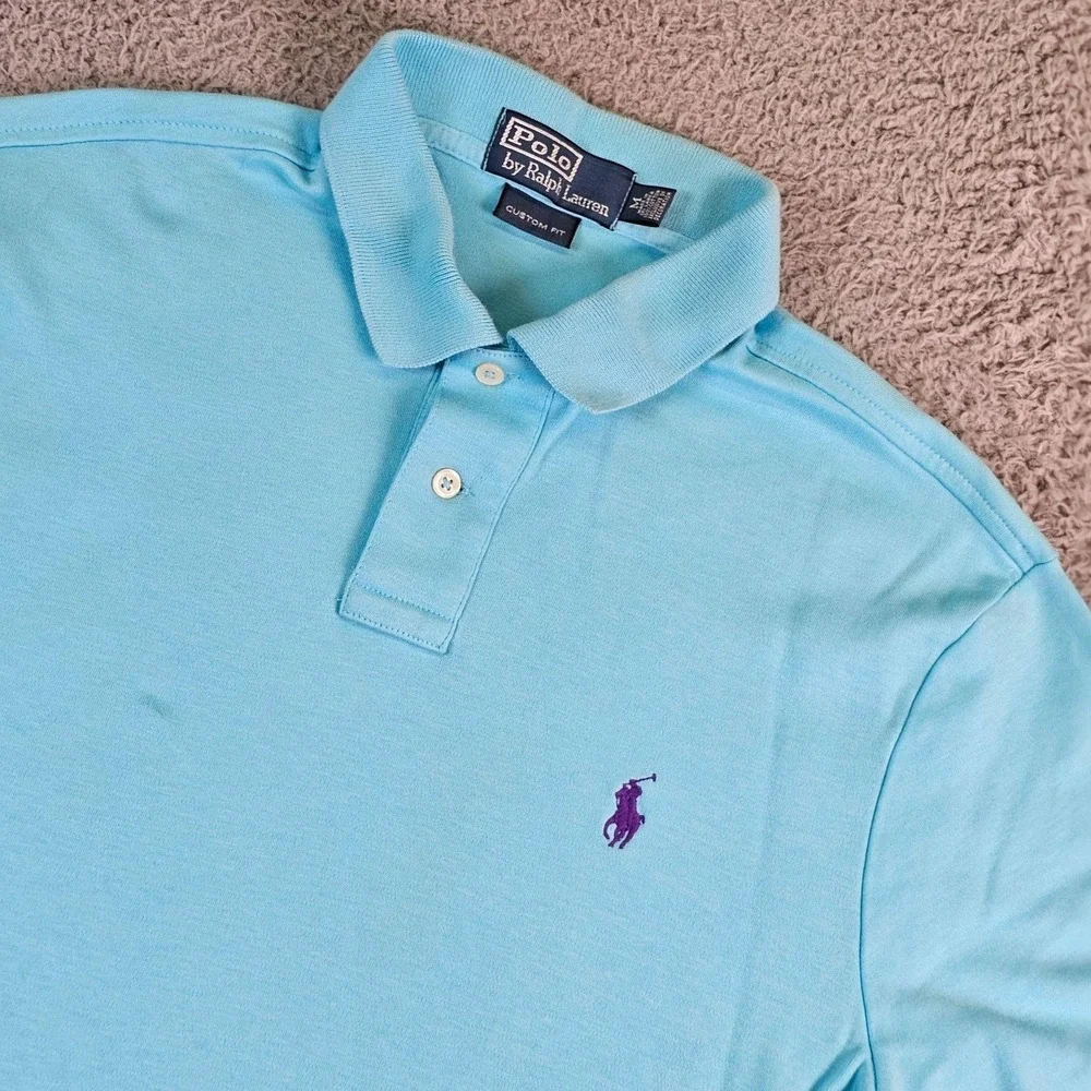 Polo By Ralph Lauren Polo Shirt Mens Medium Blue Custom Fit Pony Logo Cotton